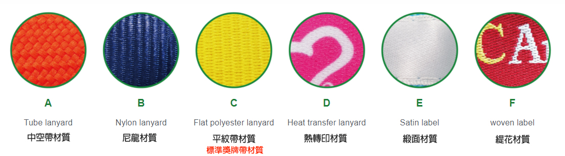 客製化獎牌帶, 獎牌頸帶材質